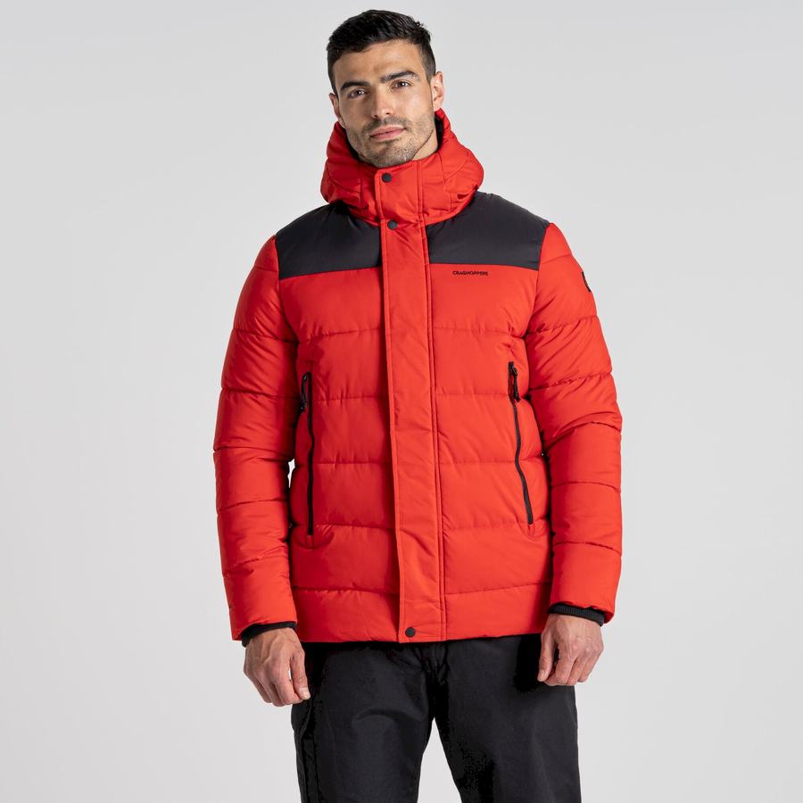 Craghoppers Sutherland Insulated Hooded Men's Jackets Red Black | USV5769GQ