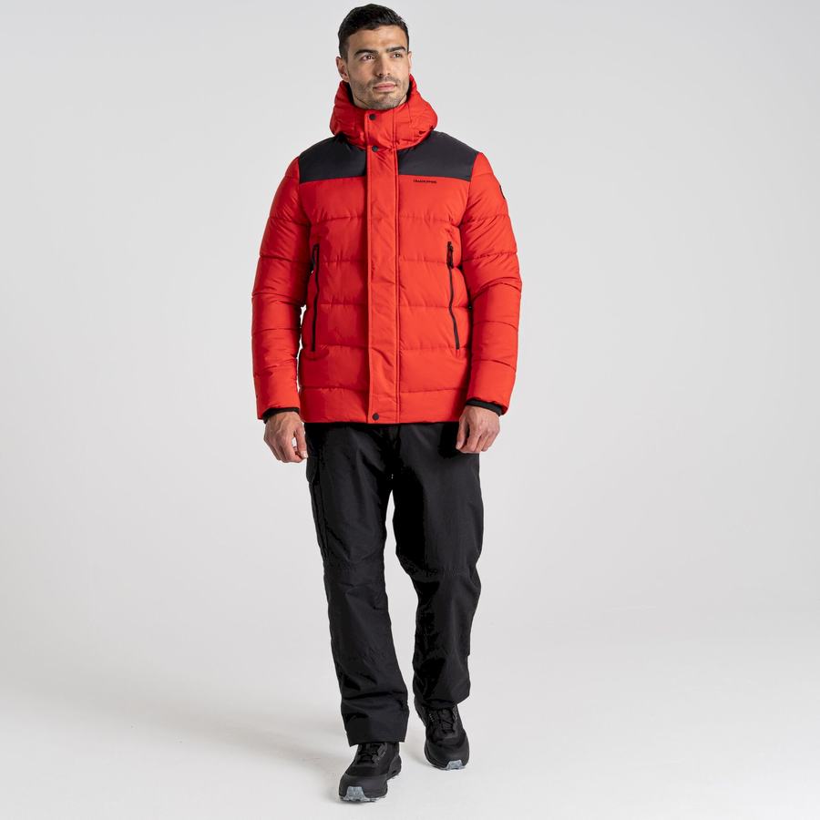 Craghoppers Sutherland Insulated Hooded Men's Jackets Red Black | USV5769GQ