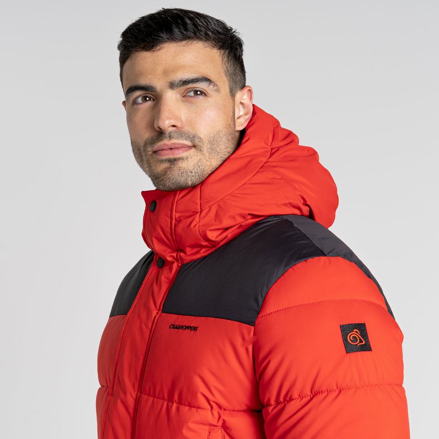 Craghoppers Sutherland Insulated Hooded Men's Jackets Red Black | USV5769GQ