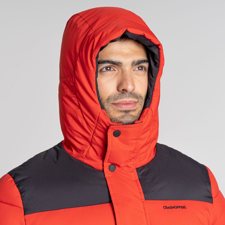 Craghoppers Sutherland Insulated Hooded Men's Jackets Red Black | USV5769GQ