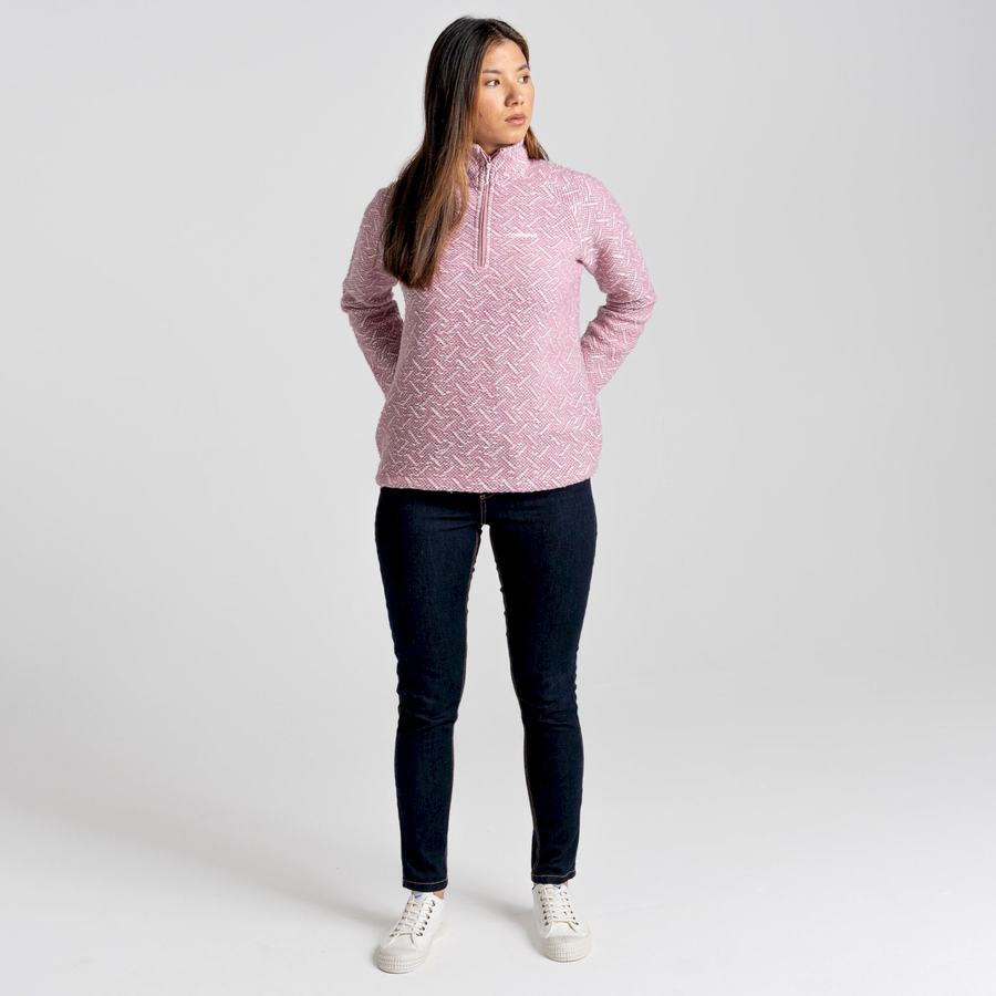 Craghoppers Talladale Half Zip Women's Sweaters Pink | OFZ1151GV