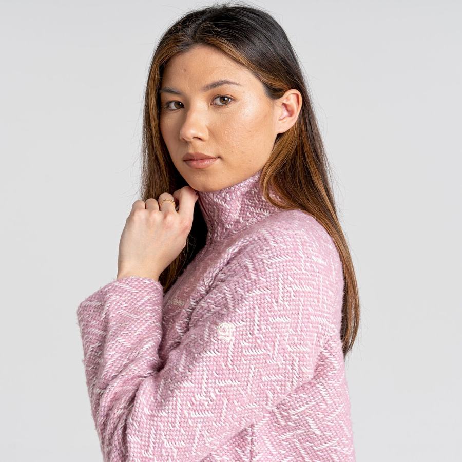 Craghoppers Talladale Half Zip Women's Sweaters Pink | OFZ1151GV