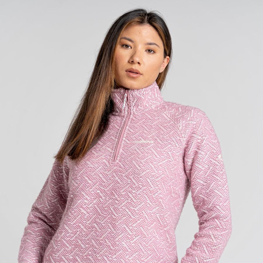 Craghoppers Talladale Half Zip Women's Sweaters Pink | OFZ1151GV