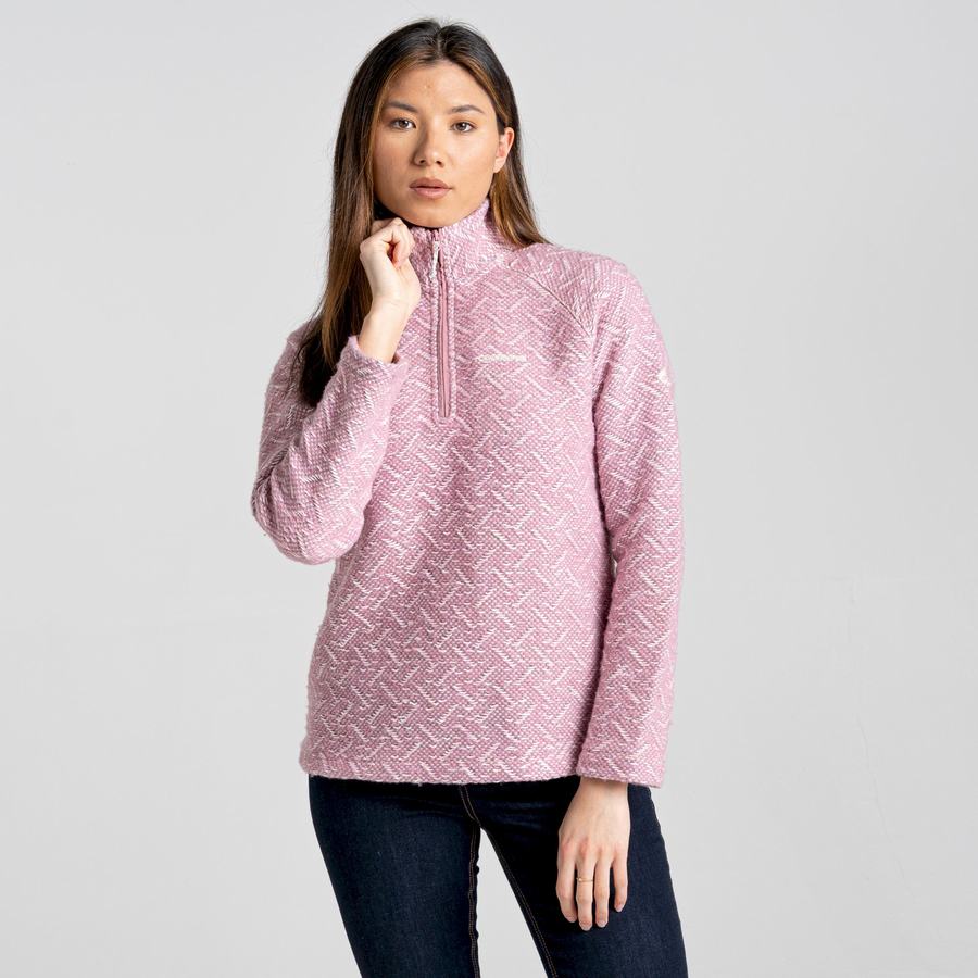 Craghoppers Talladale Half Zip Women's Sweaters Pink | OFZ1151GV