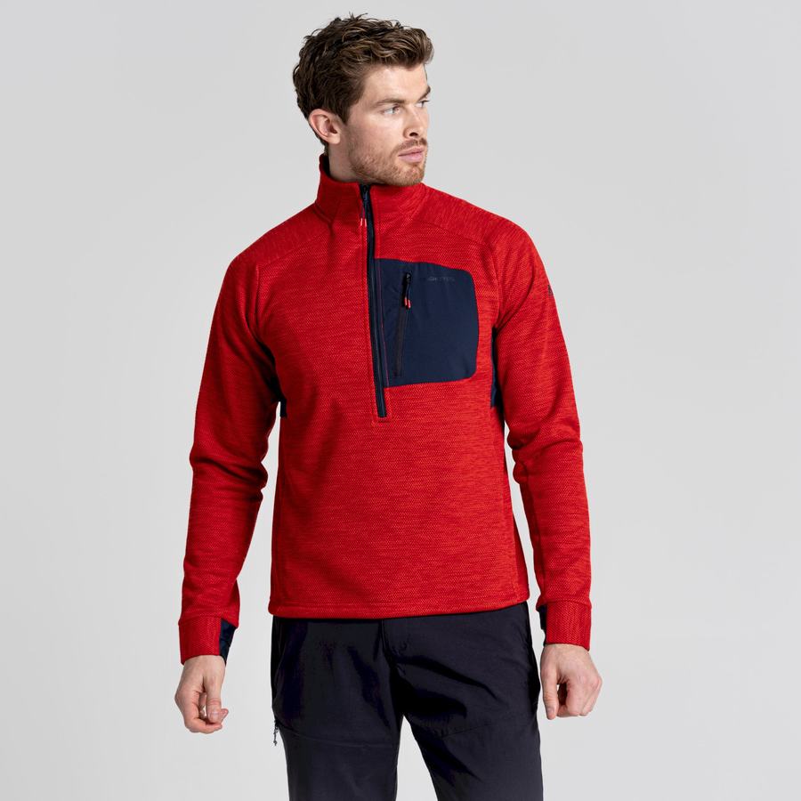 Craghoppers Tarbert Half Zip Men's Sweaters Red | BJR6148BQ