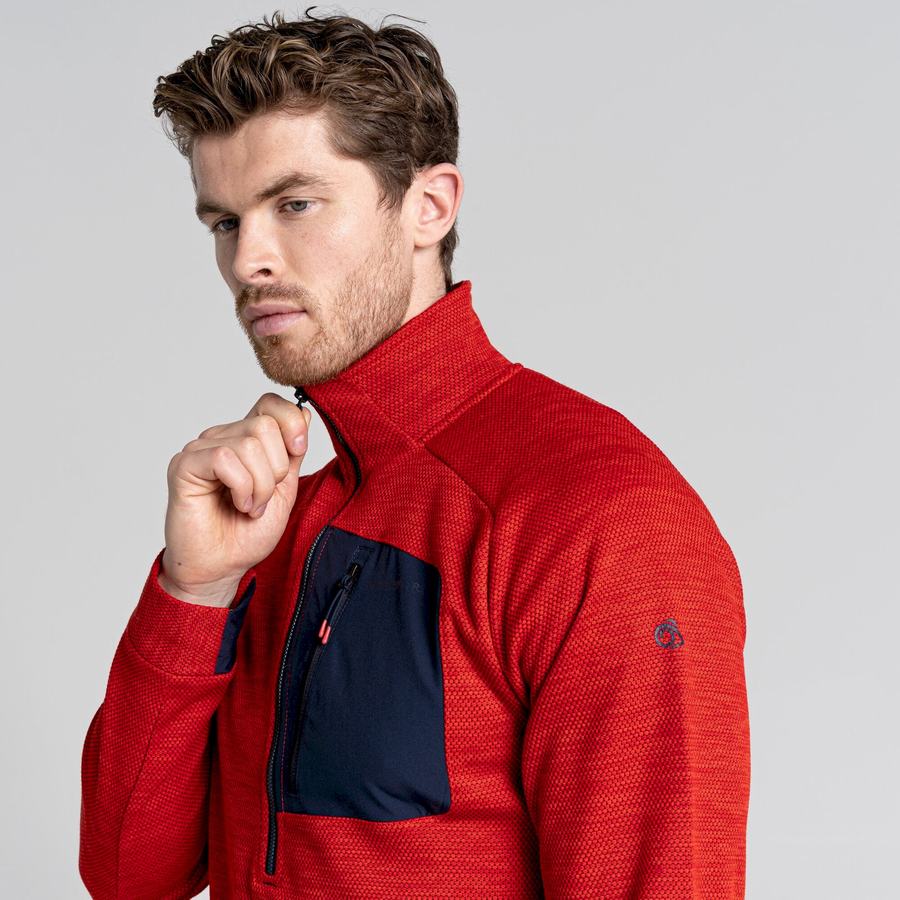 Craghoppers Tarbert Half Zip Men's Sweaters Red | BJR6148BQ