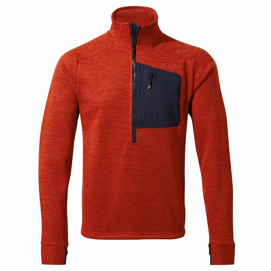 Craghoppers Tarbert Half Zip Men\'s Sweaters Red | BJR6148BQ