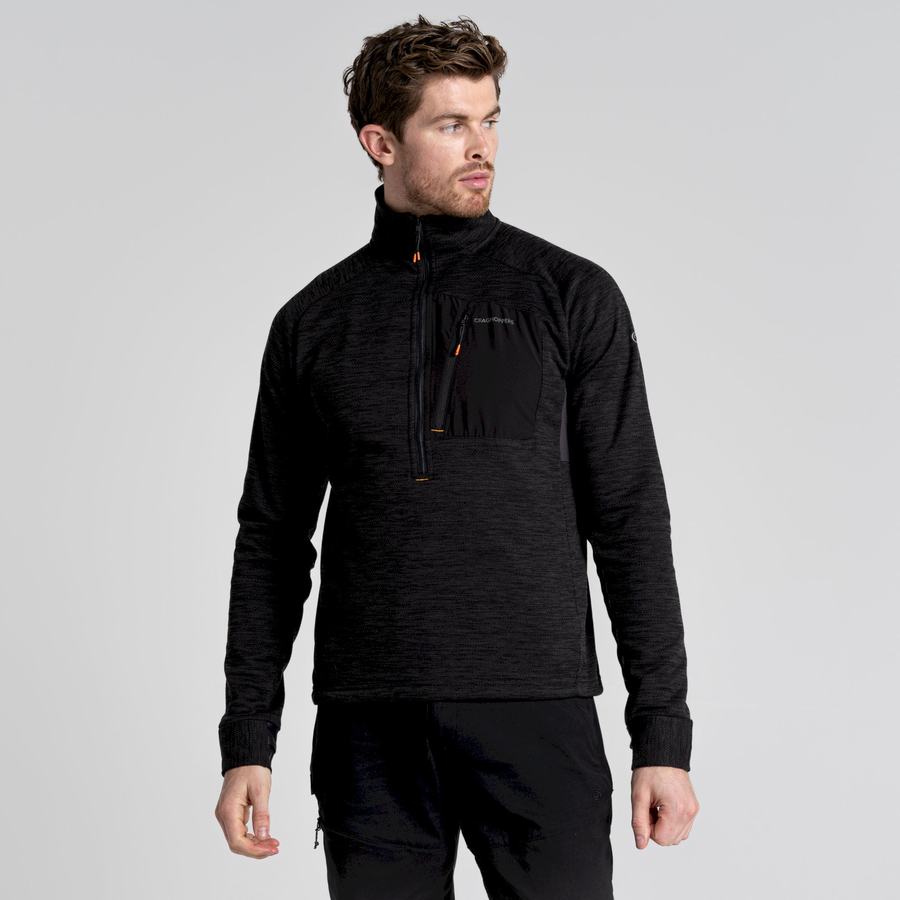 Craghoppers Tarbert Half Zip Men's Sweaters Black | ZDL9641KM