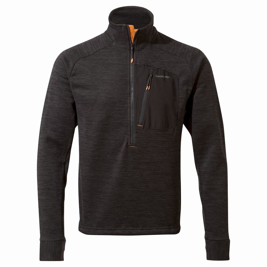 Craghoppers Tarbert Half Zip Men's Sweaters Black | ZDL9641KM